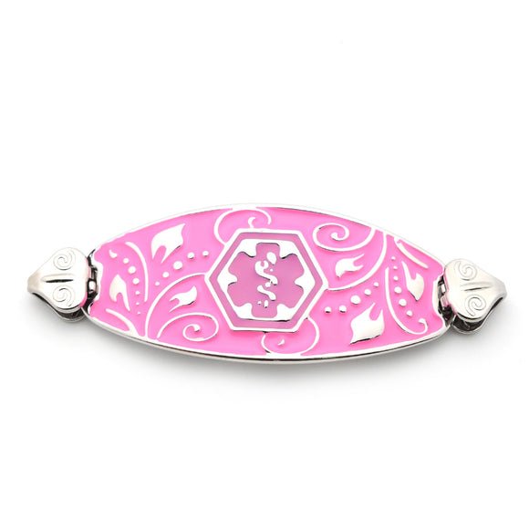 TG106SPP Stainless Steel Filigree Pink Medical ID Tag - Custom Engrave