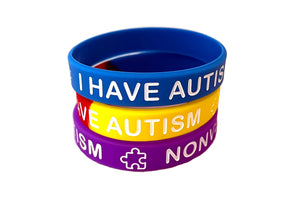 SIL-AUT I Have Autism Nonverbal Child, Kid, Youth Silicone Bracelet Lot of 3