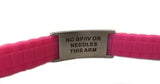 MD0582LYM Lymphedema Alert No BP IV Pink Braided Stainless Silicone Bracelet