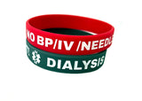 SIL-30 Dialysis Patient No Bp/IV/Needles Silicone Bracelet Set of 2