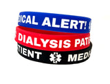 SIL-28 Dialysis Patient Silicone Bracelet 3 Pc Set 2 Sizes