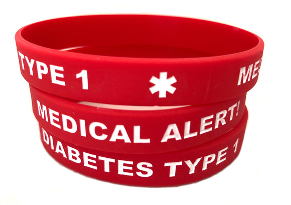 SIL-24 Diabetes Type 1 Silicone Medical Bracelet LARGE Adult