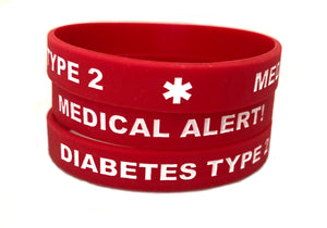 SIL-25 Diabetes Type 2 Silicone Medical Bracelet XL Adult