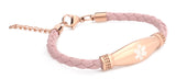 MD-1199LYM  Lymphedema NO BP Medical ID Rose Gold Pink Leather Bracelet