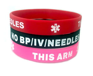 SIL-15 Medical Alert NO BP/IV Silicone Bracelet XL Adult 3 Colors